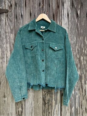 POL green corduroy button jacket size Large
